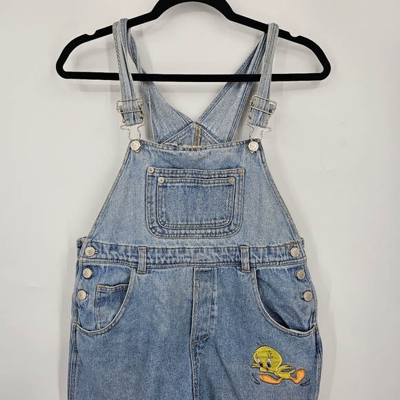 Vintage 1997 Looney Tunes Tweety Bird‎ Denim Overalls Girls Size 10 - Picture 4 of 6